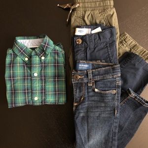 1 3T button up and 3 pairs of 3T pants/jeans